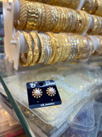 Elegant Gold Pearl Stud Earrings with CZ Halo